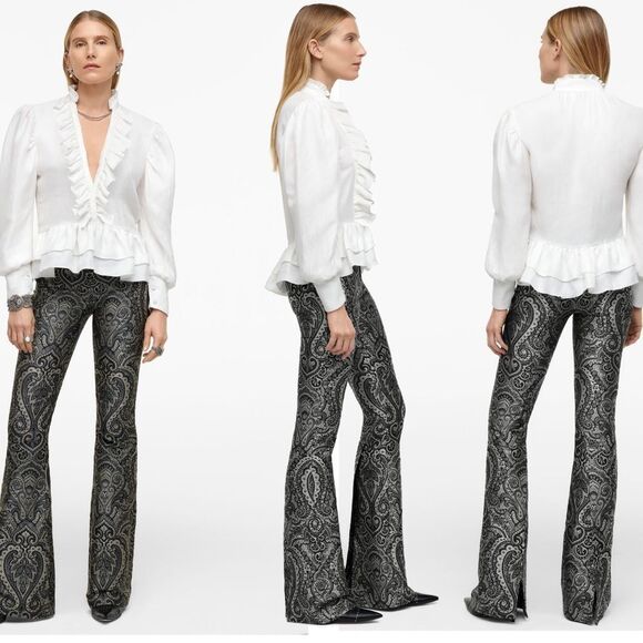 𝅺ZARA black silver jacquard pants limited edition Sz M NWT - Picture 4 of 15